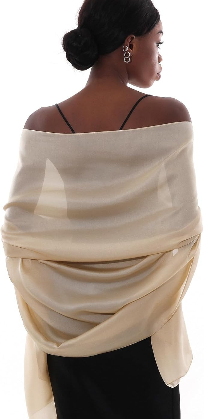 Womens Scarf Pashmina Shawls and Wraps for Evening Dresses Like Chiffon Silk Scarf for Bridal Wed... | Amazon (US)