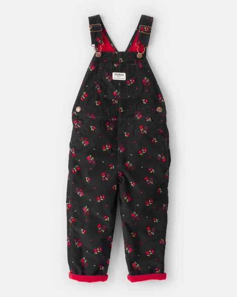 Toddler Girl Floral Print Corduroy Sleeveless Overalls - Black | Carter's Inc