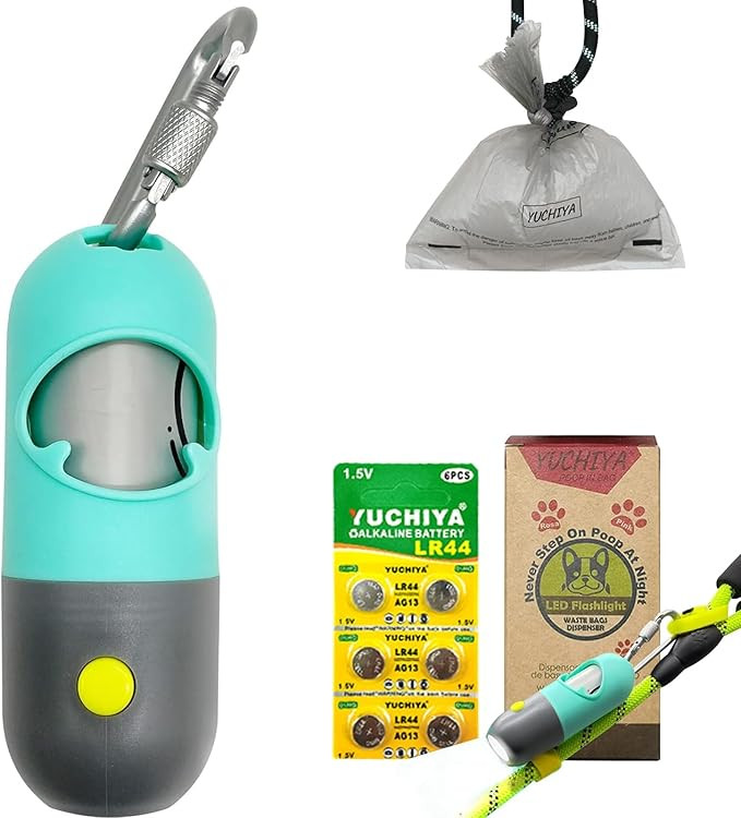 Dog Poop Bags Holder with LED Flashlight|Pet Waste Bags Dispenser for Leash|Doggie Potty Bags Con... | Amazon (US)
