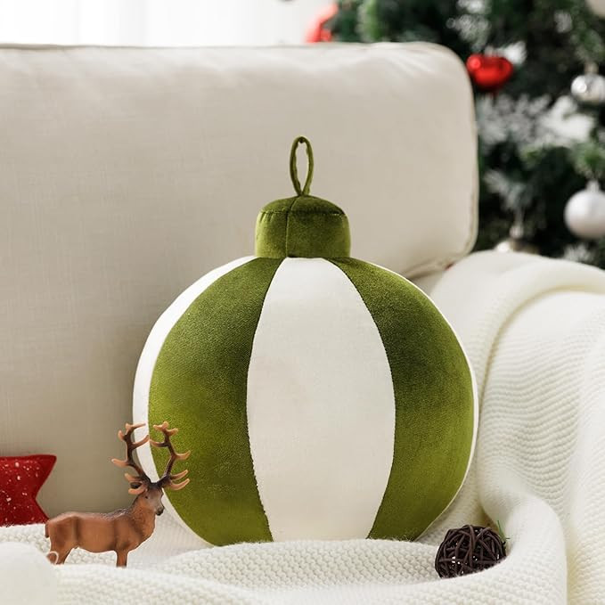 Ashler Christmas Bell Pillow, Round Throw Pillow, Light Green Christmas Throw Pillows, Bell Chris... | Amazon (US)