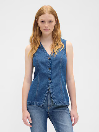 Longline Denim Vest | Gap Factory