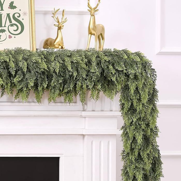 6FT Christmas Cedar Garland for Mantle,Realistic Faux Greenery Garland,Soft and Thickness Artific... | Amazon (US)