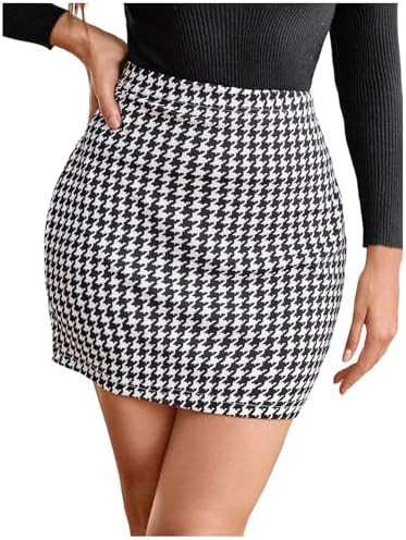 Floerns Women's Plaid High Waist Bodycon Split Mini Skirt | Amazon (US)