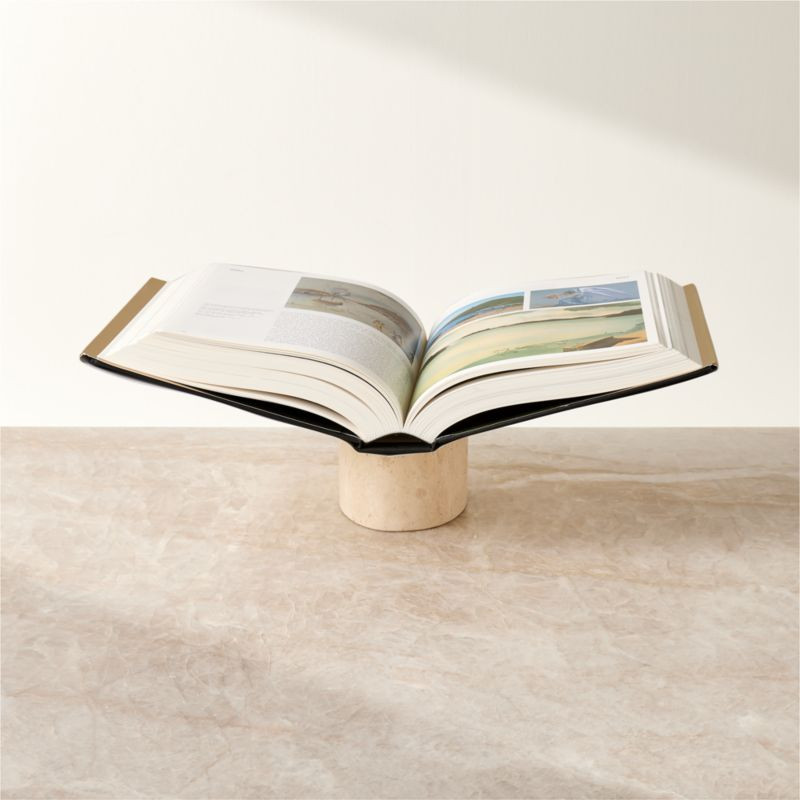 Aimes Brass and Travertine Bookstand + Reviews | CB2 | CB2