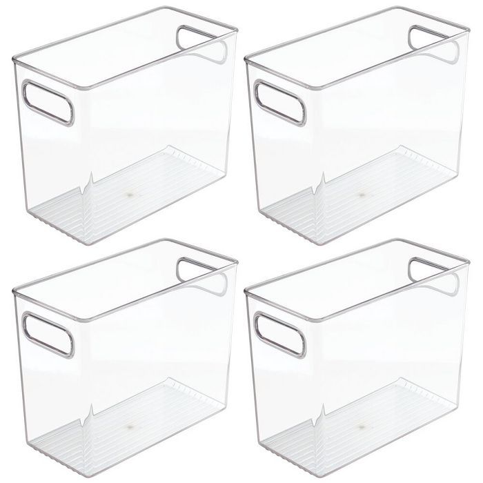 mDesign Tall Plastic Kitchen Food Storage Organizer Bin, Handles, 4 Pack - Clear | Target