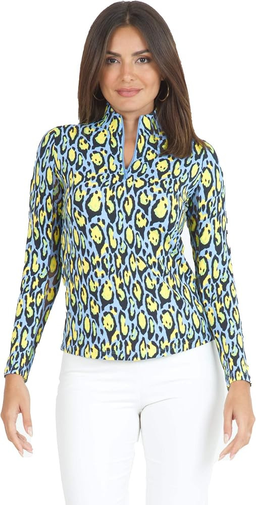 IBKUL Women’s Sun Protective UPF50+ Icefil Cooling Gemma Print Long Sleeve Mock Neck Top – 10... | Amazon (US)