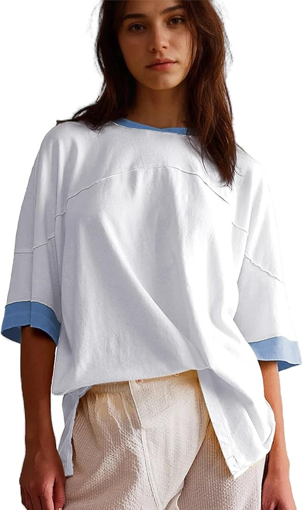 Songling Womens 3/4 Length Sleeve Casual Loose Fit Summer Tee Shirt Basics Cotton t Shirts Trendy... | Amazon (US)