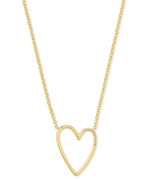 Kendra Scott 14k Gold-Plated Cubic Zirconia Open Heart Pendant Necklace, 18" + 2" extender | Macys (US)