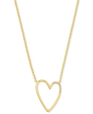 Kendra Scott 14k Gold-Plated Cubic Zirconia Open Heart Pendant Necklace, 18" + 2" extender | Macys (US)