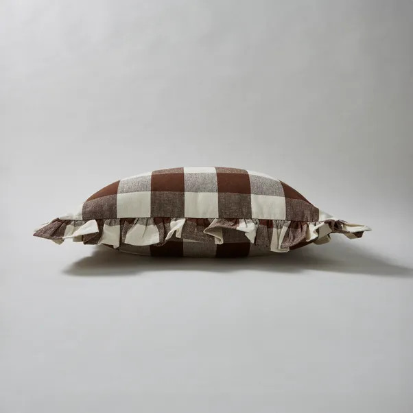 Frilled Check Cushion Pinecone | Dunelm (migrated)