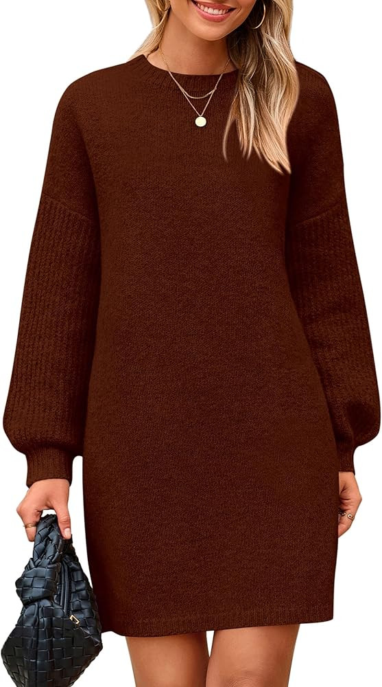 PRETTYGARDEN Women's Oversized Sweater Dress 2025 Fall Long Sleeve Crewneck Chunky Knit Slouchy W... | Amazon (US)