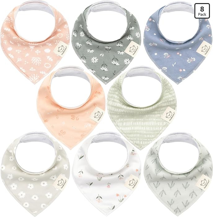 KeaBabies 8-Pack Organic Baby Bandana Bibs for Girls - Super Absorbent Triangle Baby Bibs for Dro... | Amazon (US)