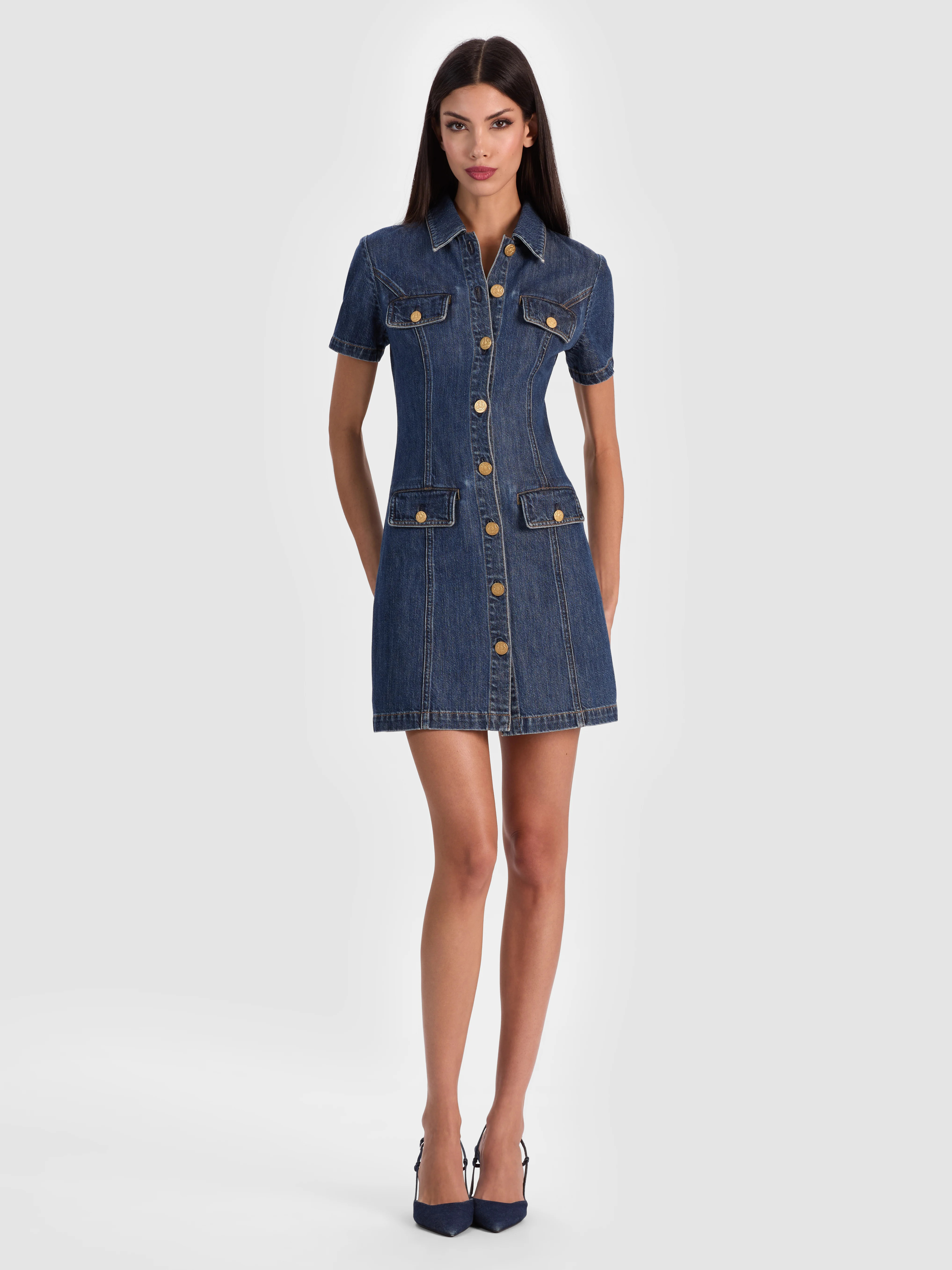 alice + olivia JAMIE DENIM MINI DRESS | Alice + Olivia