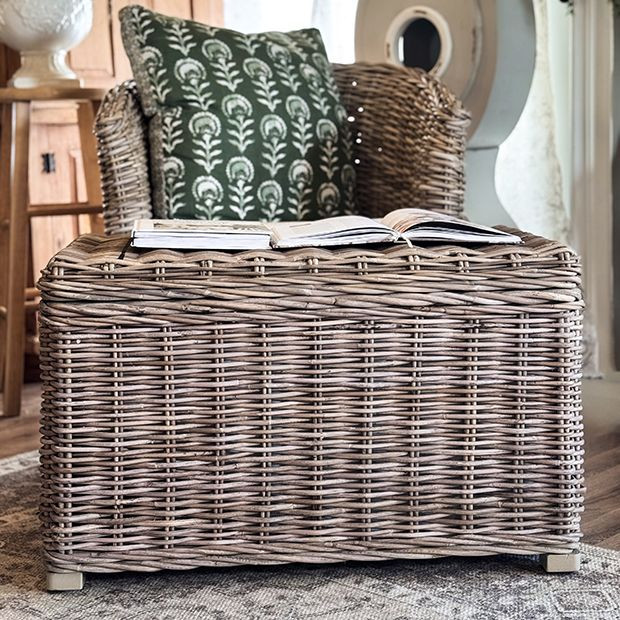 Lidded Wicker Storage Trunk | Antique Farm House