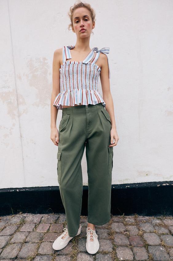 SMOCKED STRIPED TOP | Zara US