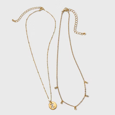 Girls' 2pk Initial Necklace - art class™ Gold | Target