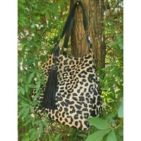 Cowhide Purse Leopard Stenciled Unique Piece Cow Hide Handabg. Leather Bag | Etsy (US)