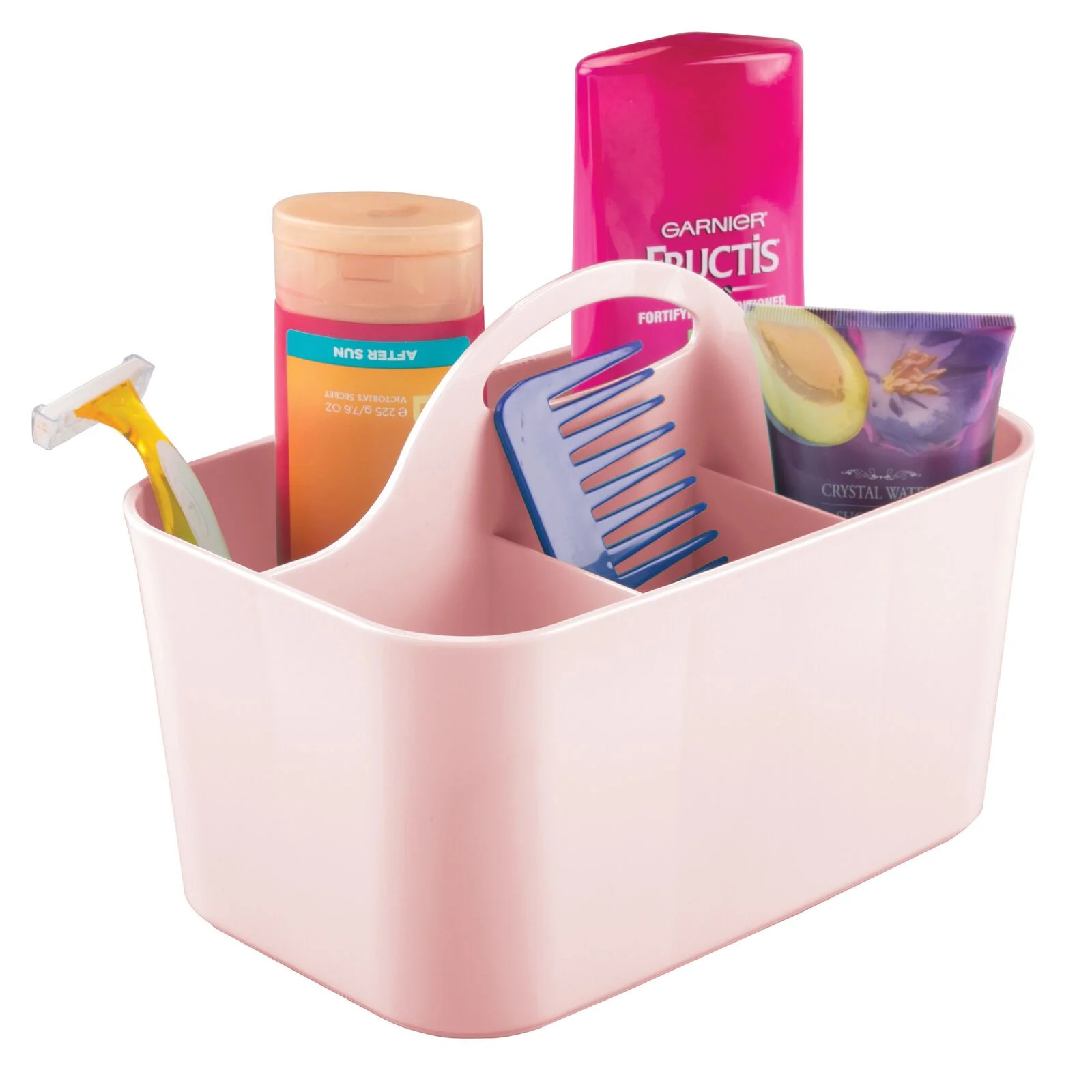 mDesign Plastic Shower Caddy Storage Organizer Basket with Handle, Light Pink - Walmart.com | Walmart (US)