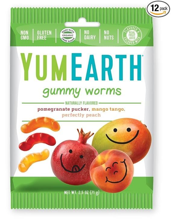YumEarth Organic Gummy Worms, 2.5 Ounce (Pack of 12) | Amazon (US)