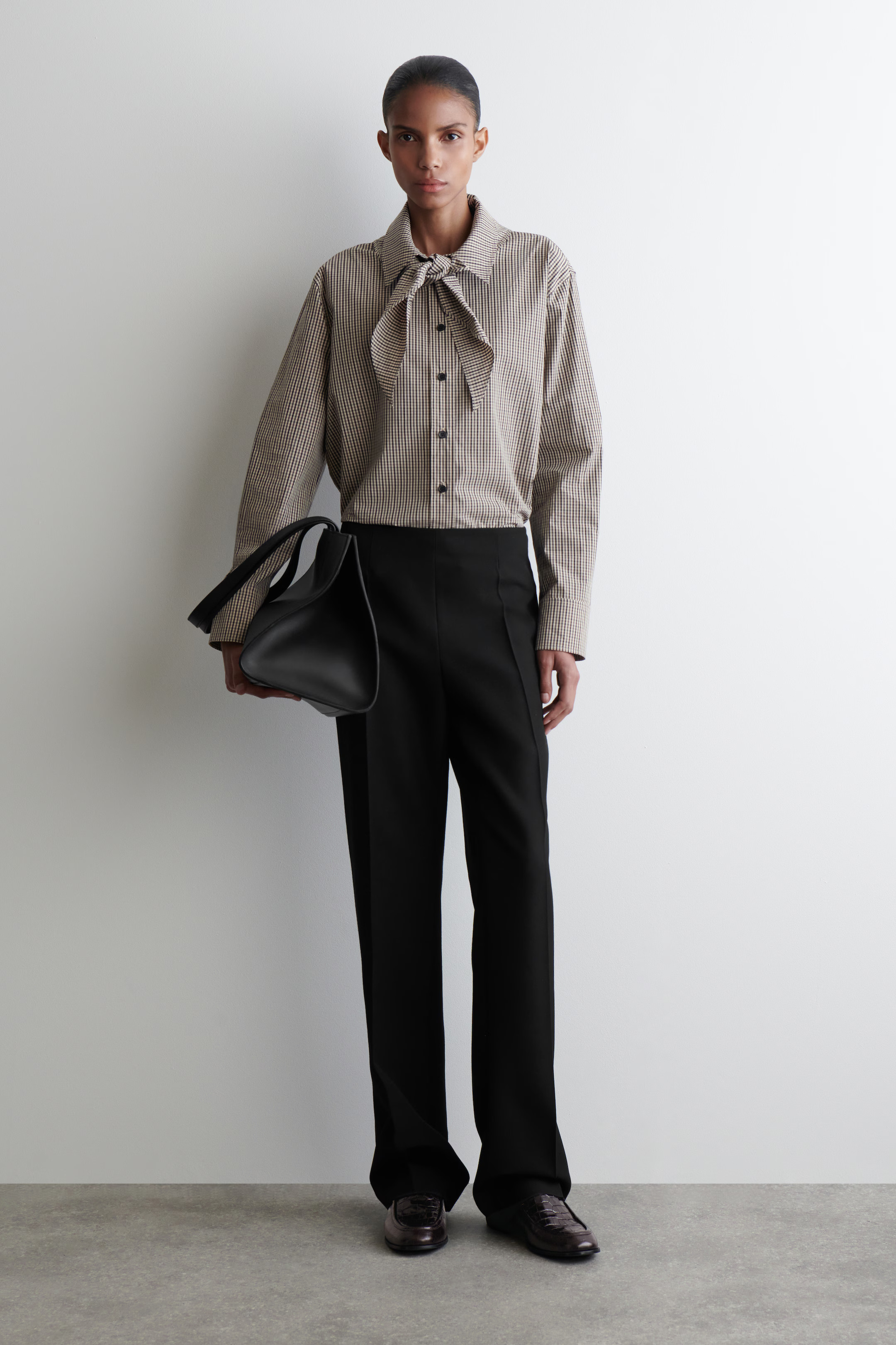 CHECKED SCARF-DETAIL SHIRT | H&M (UK, MY, IN, SG, PH, TW, HK)