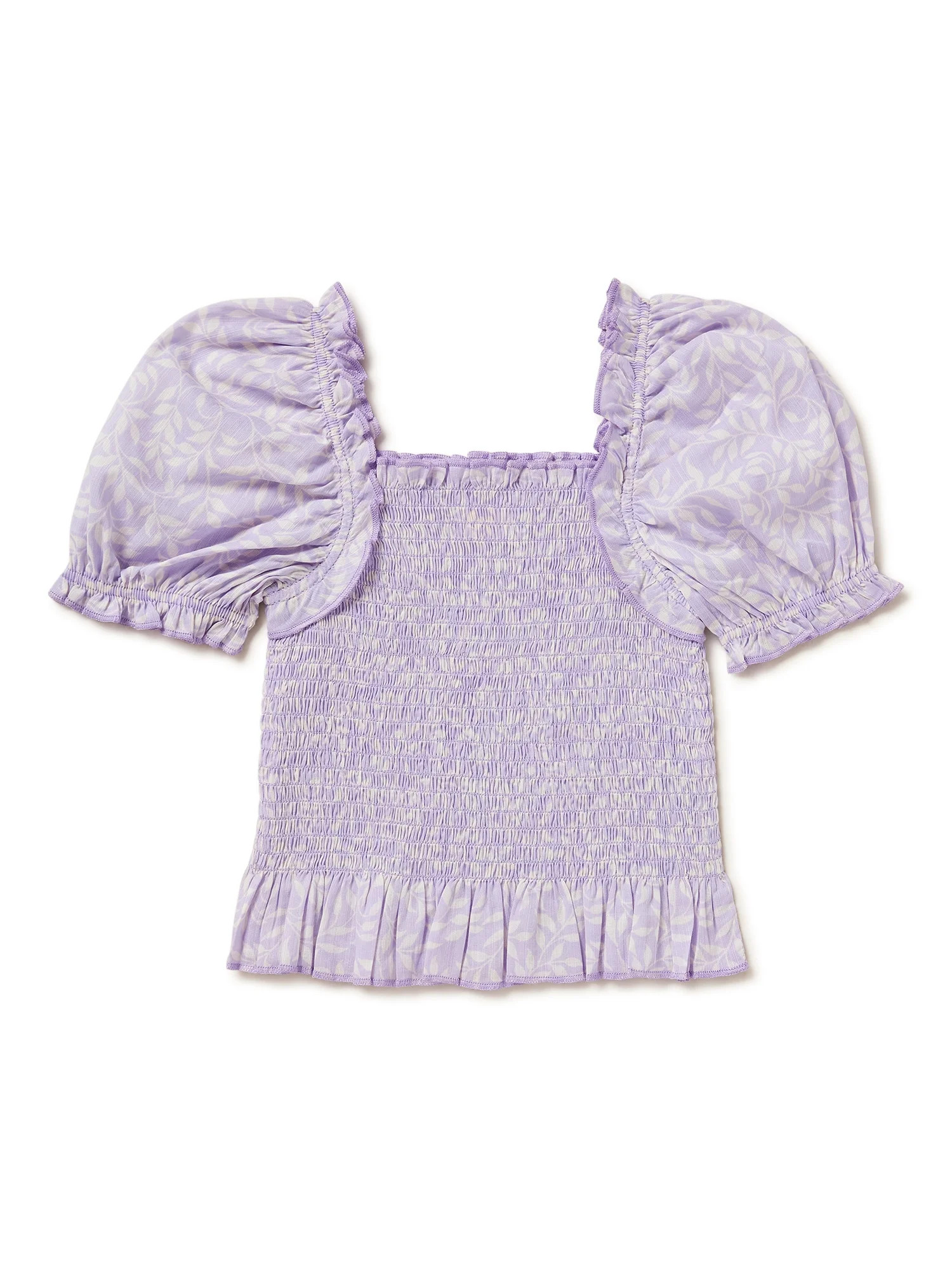 Wonder Nation Girls Smocked Top with Short Sleeves, Sizes 4-18 & Plus | Walmart (US)