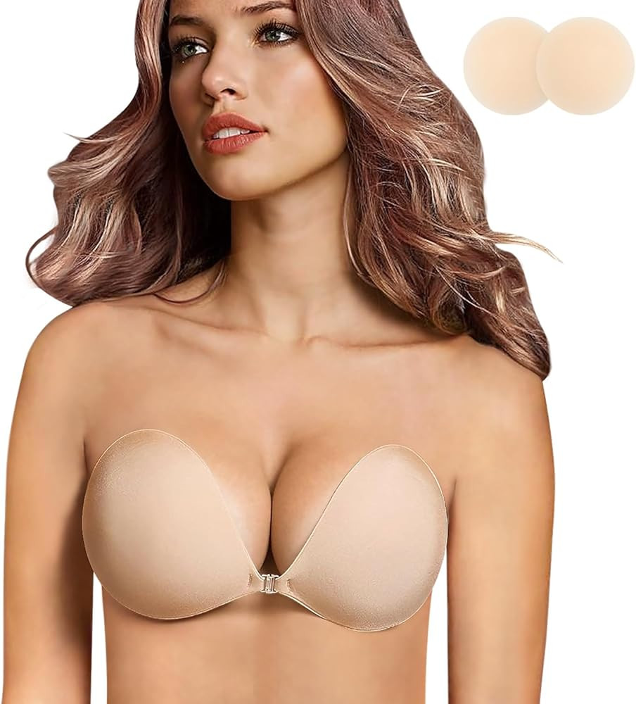 queensecret Adhesive Bra, Push up Strapless Self Adhesive Bra, Invisible Silicone Bra for Backles... | Amazon (US)