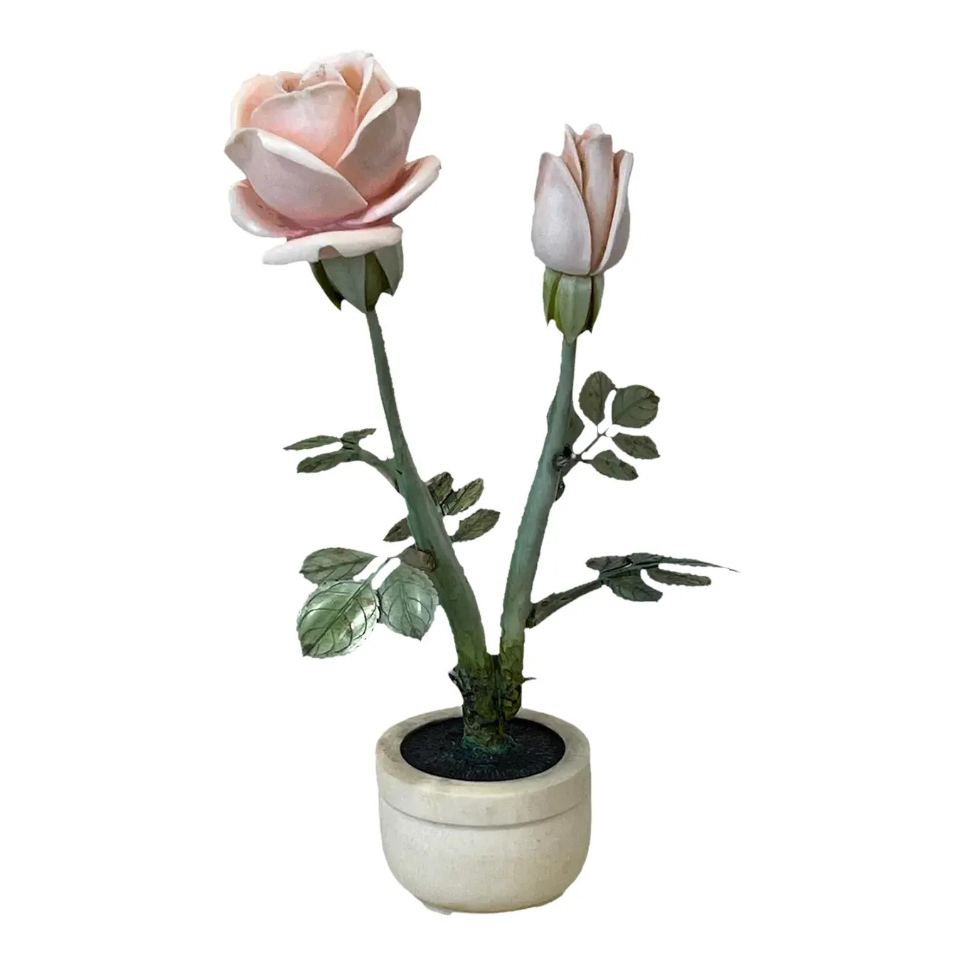 Antique Carved Chinoiserie Potted Rose | Chairish