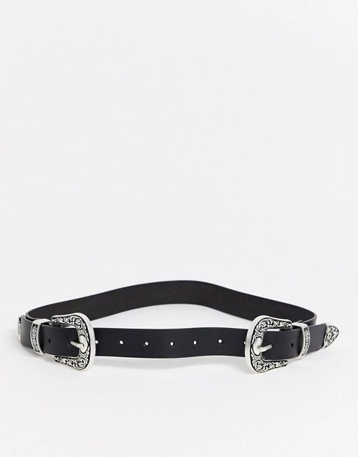 ASOS Leather Double Buckle Western Waist And Hip Belt | ASOS US