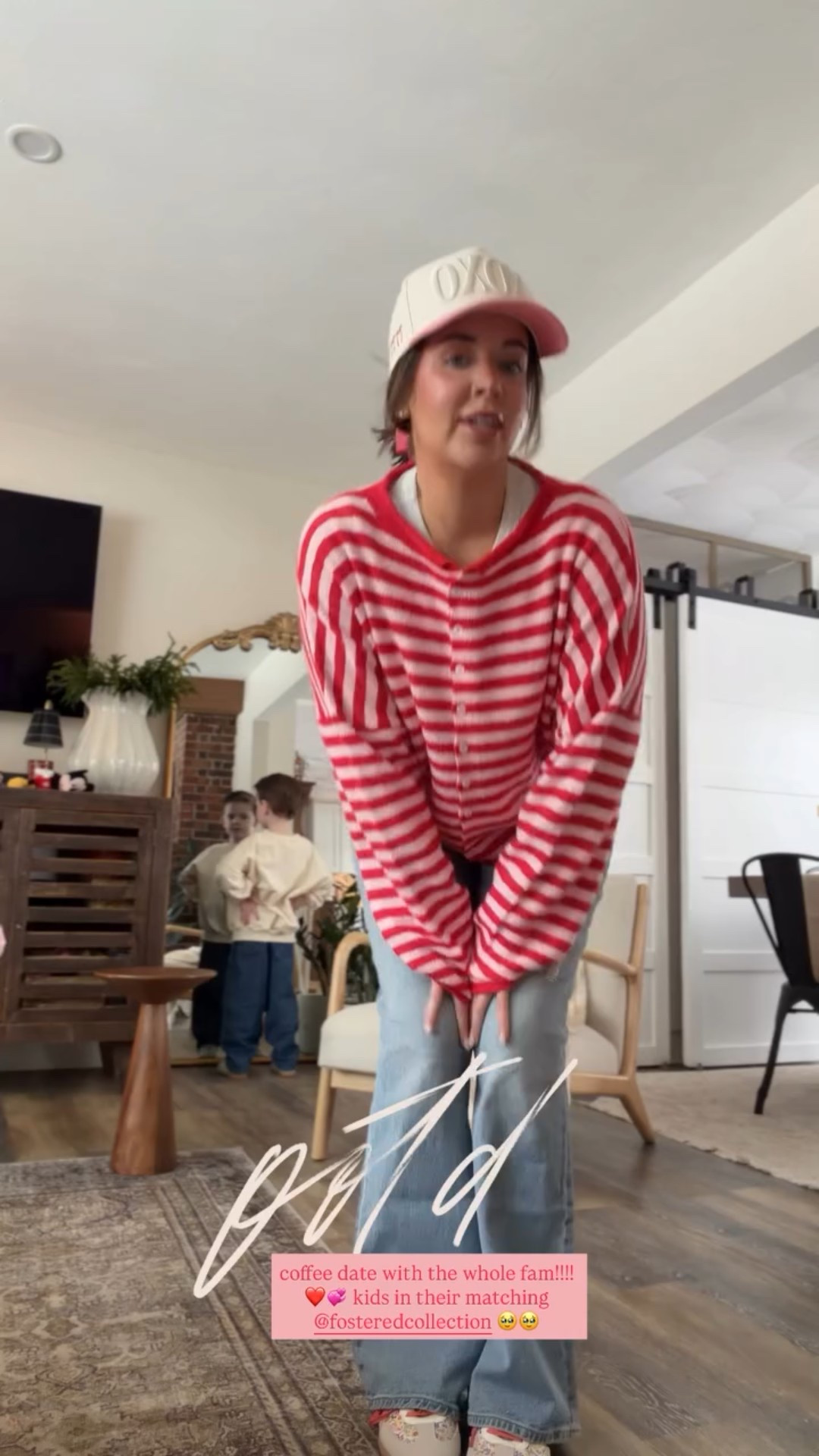 coffee date with the whole fam!!!! ❤️💞 kids in their matching @fosteredcollection 🥹🥹