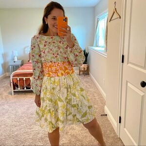 Coco Shop Floral Cotton Poplin Long Sleeve Mini Dress Small | Poshmark