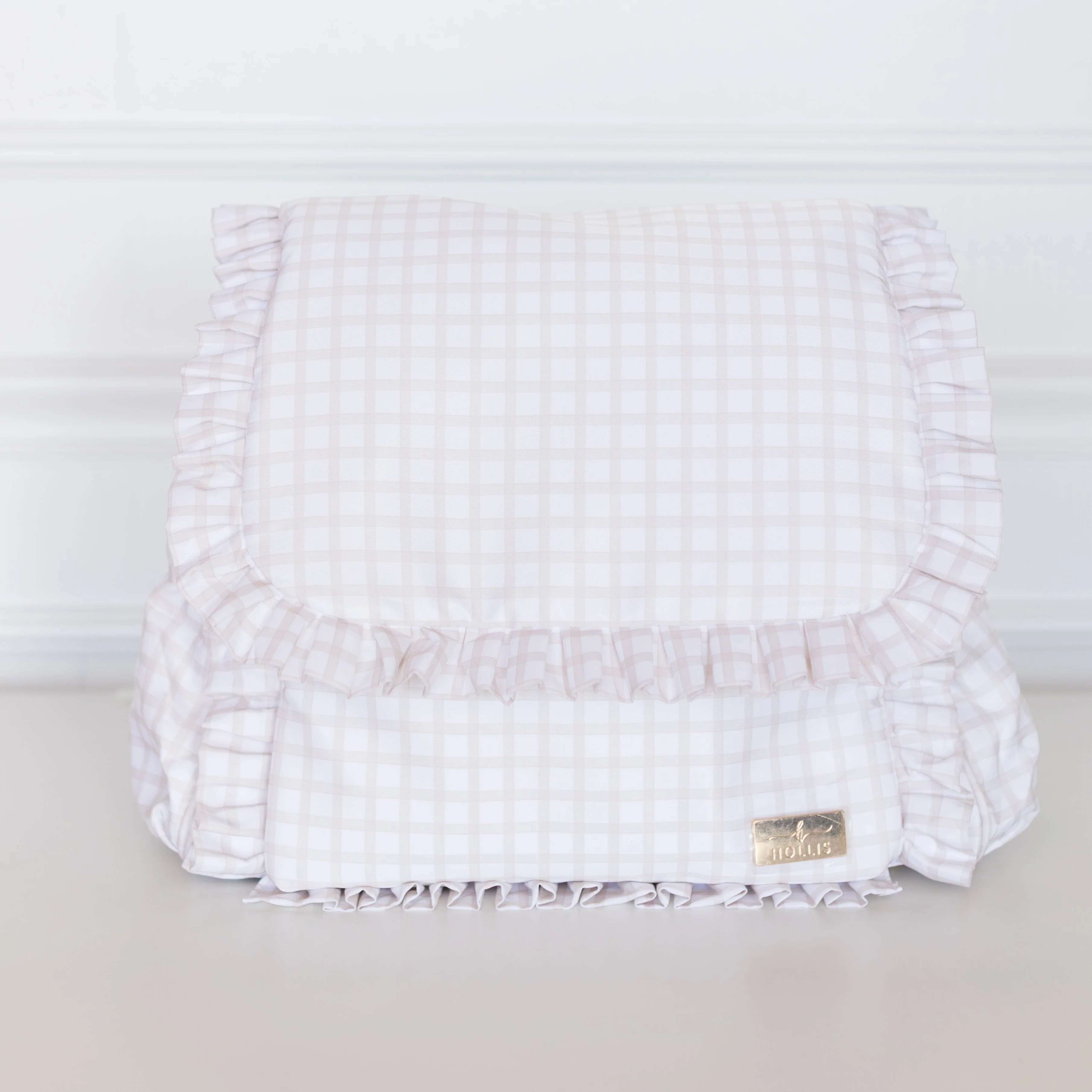 Nude Plaid Ruffled Nylon Diaper Bag | Hollis