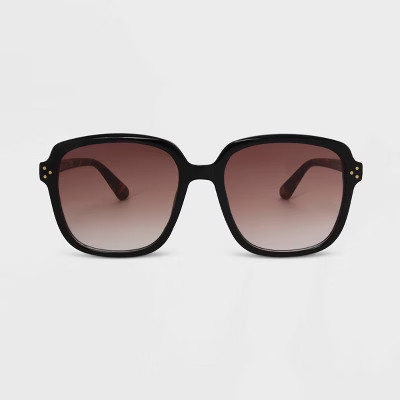 Women's Shiny Oversized Plastic Square Sunglasses with Gradient Lenses - Universal Thread™ Blac... | Target