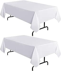 sancua 2 Pack White Tablecloth 60 x 102 Inch, Rectangle 6 Feet Table Cloth - Stain and Wrinkle Re... | Amazon (US)