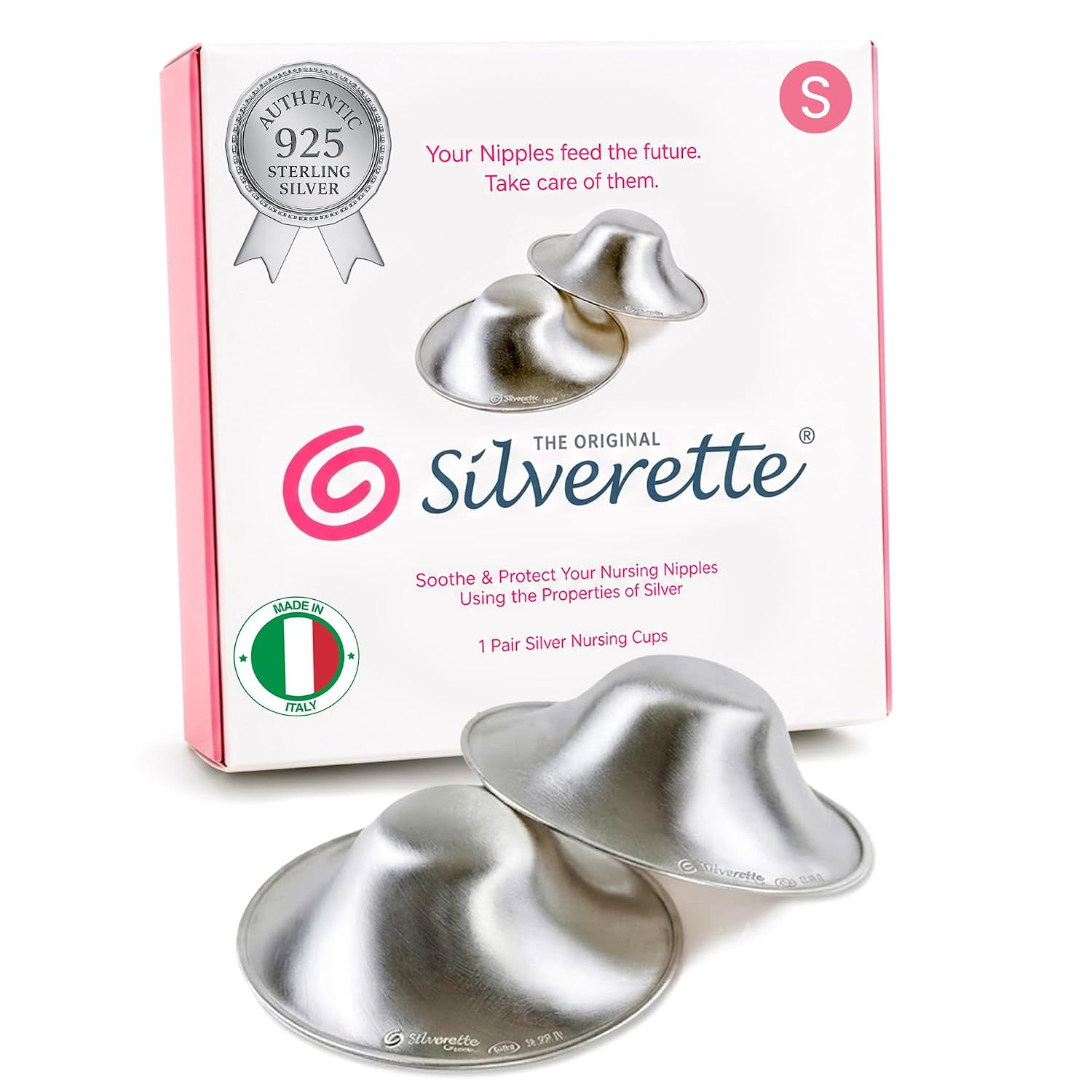 SILVERETTE The Original Silver Nursing Cups, Silverettes Metal Nipple Covers for Breastfeeding, Nursing pads, 925 Silver Nipple Cover Guards, Soothe and Protect Sore Nipples -Made in Italy | Amazon (US)