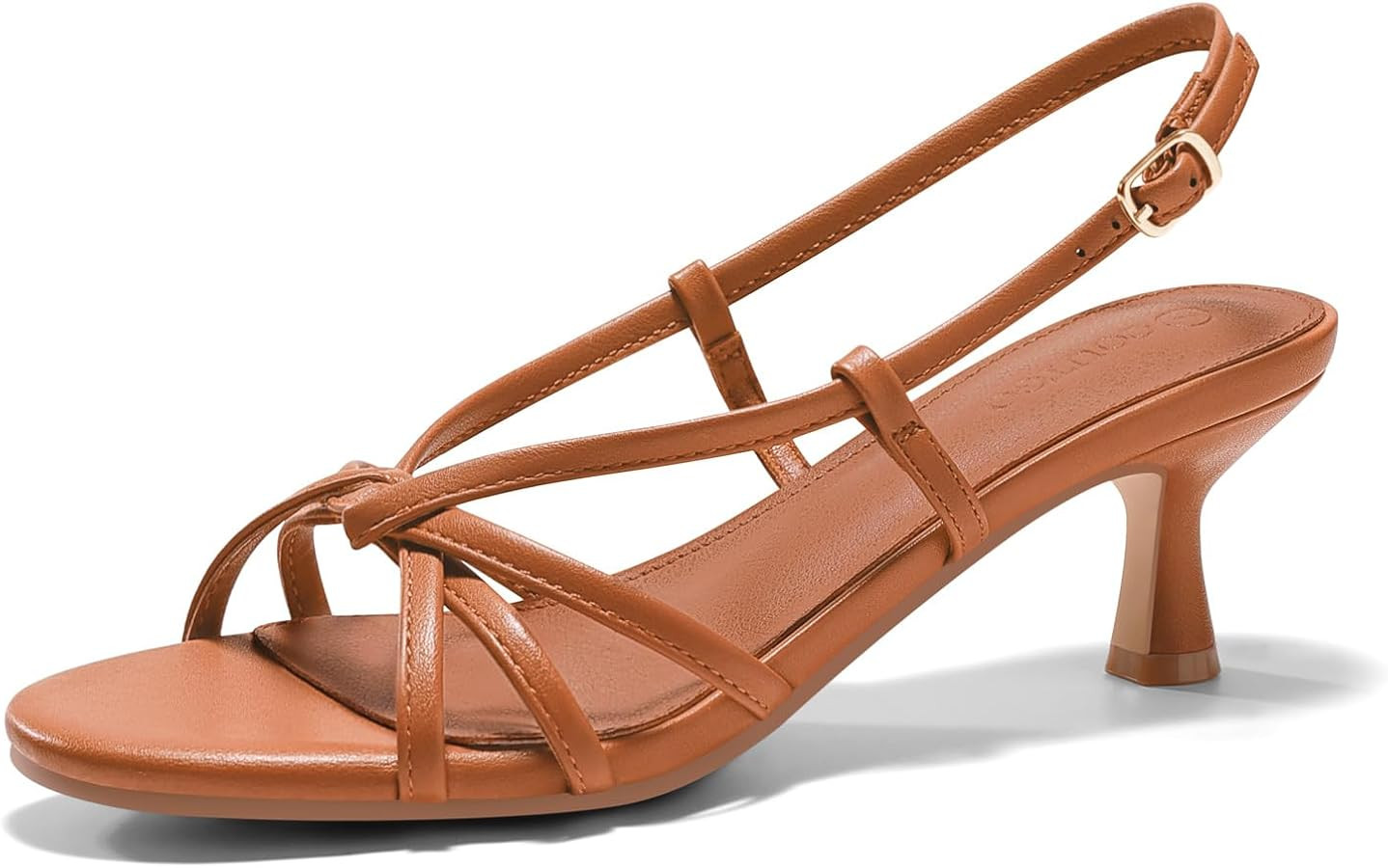 Coutgo Womens Strappy Sandals Slingback Kitten Low Heels Open Toe Buckle Strap Summer Party Dress... | Amazon (US)