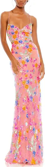 Embellished Lace Strappy Column Gown | Nordstrom