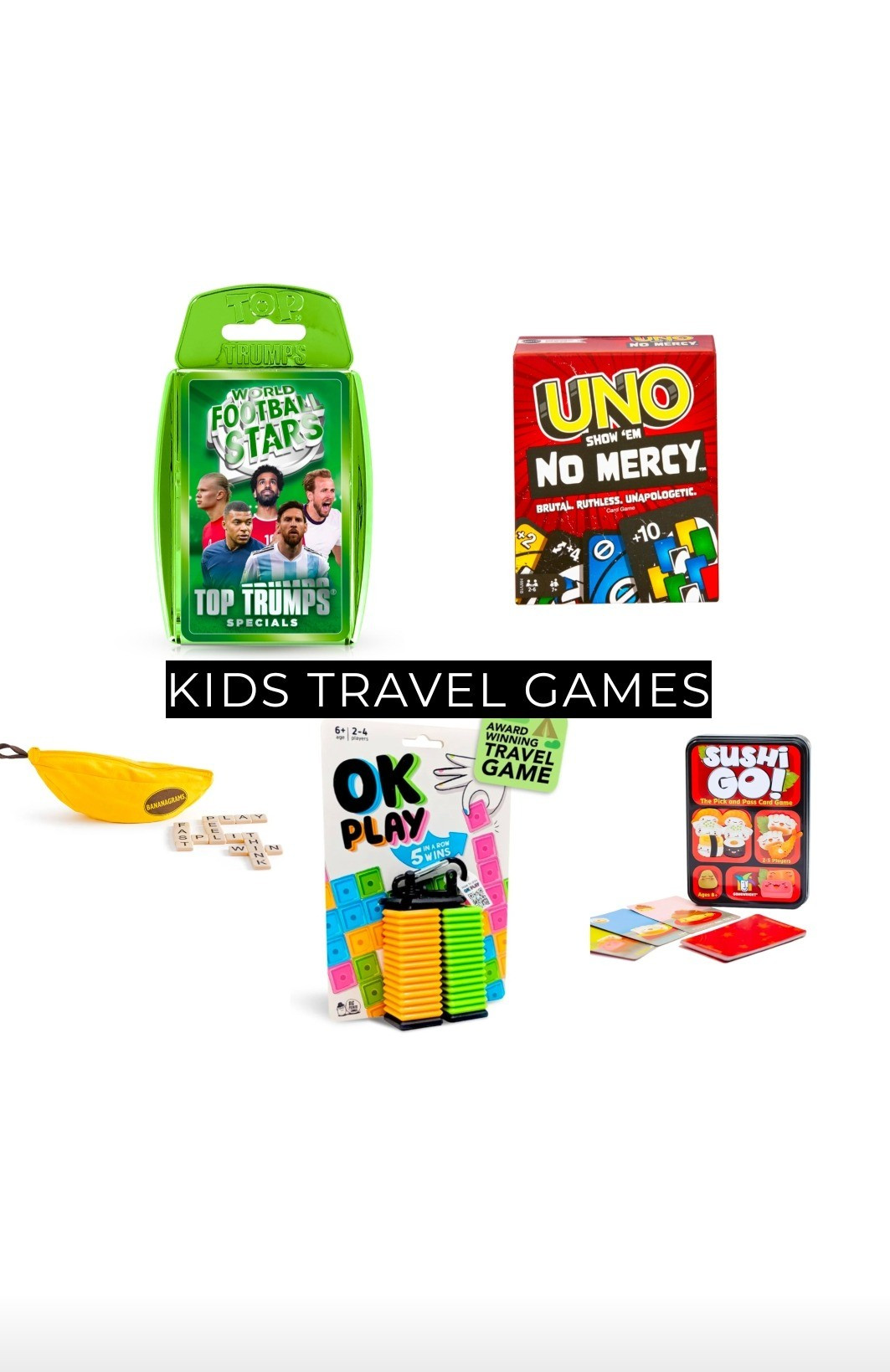 Uno no mercy, top trumps, ok play, sushi go - tween/kids travel games 

#LTKuk #LTKkids #LTKfamily