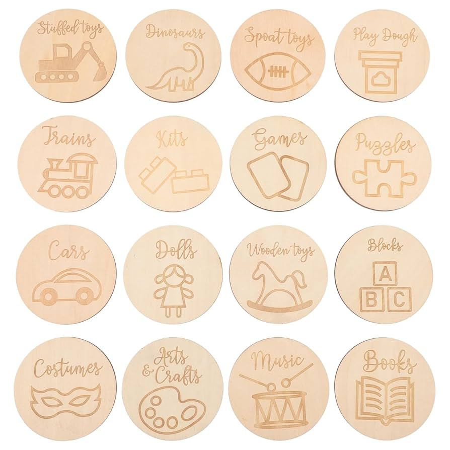 16pcs Wooden Tags for Nursery Decor Home décor Kids Storage Organizer for Toys Wood tag Storage ... | Amazon (US)