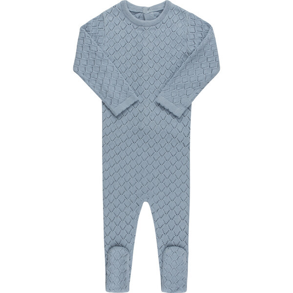 Diamond Knit Footie, Sky | Maisonette