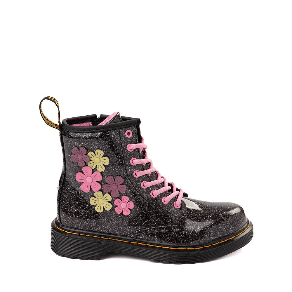 Dr. Martens 1460 Glitter & Flower Applique 8-Eye Boot - Little Kid / Big Kid - Black | Journeys