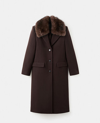 Women's Fur Collar Wool Coat | Macy's