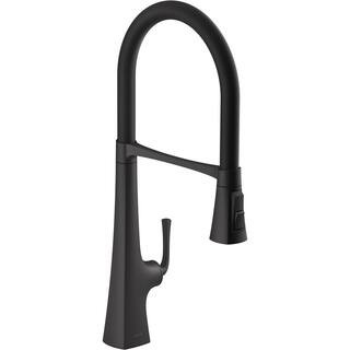 KOHLER Graze Single-Handle Standard Kitchen Faucet in Matte Black-K-22060-BL - The Home Depot | The Home Depot