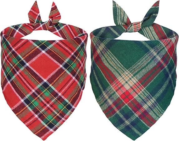 STMK 2 Pack Multi Size Dog Bandanas, Premium Cotton Fabric Plaid Holiday Bandanas for Medium Larg... | Amazon (US)