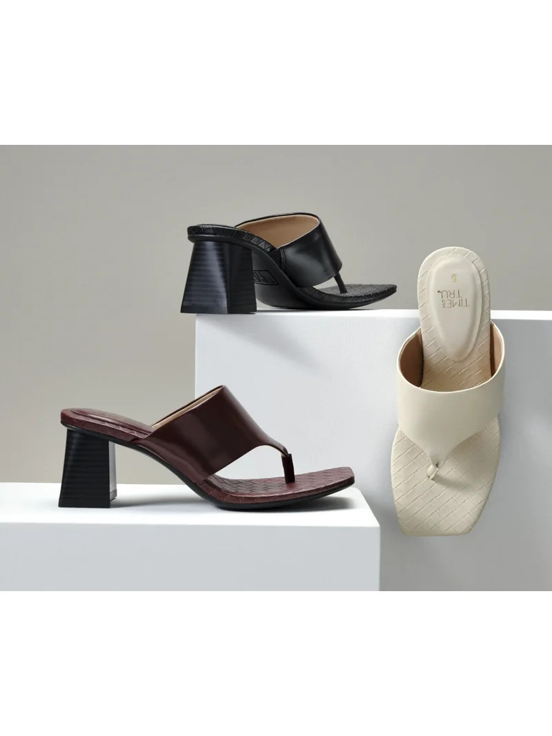 Time and Tru Women's Heeled Thong Sandals | Walmart (US)