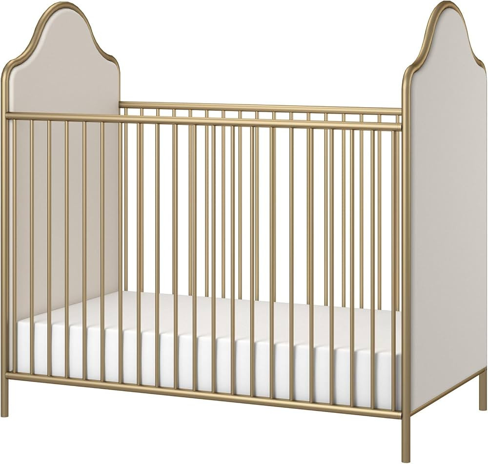Little Seeds Piper Upholstered Metal Crib, Gold | Amazon (US)