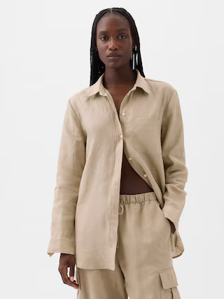100% Linen Boyfriend Shirt | Gap (US)