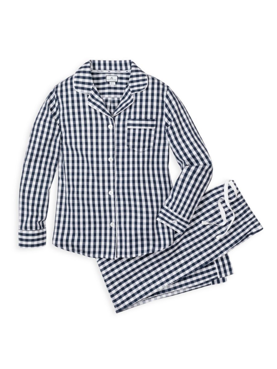 Petite Plume 2-Piece Gingham Twill Top &amp; Bottom Pajama Set | Saks Fifth Avenue