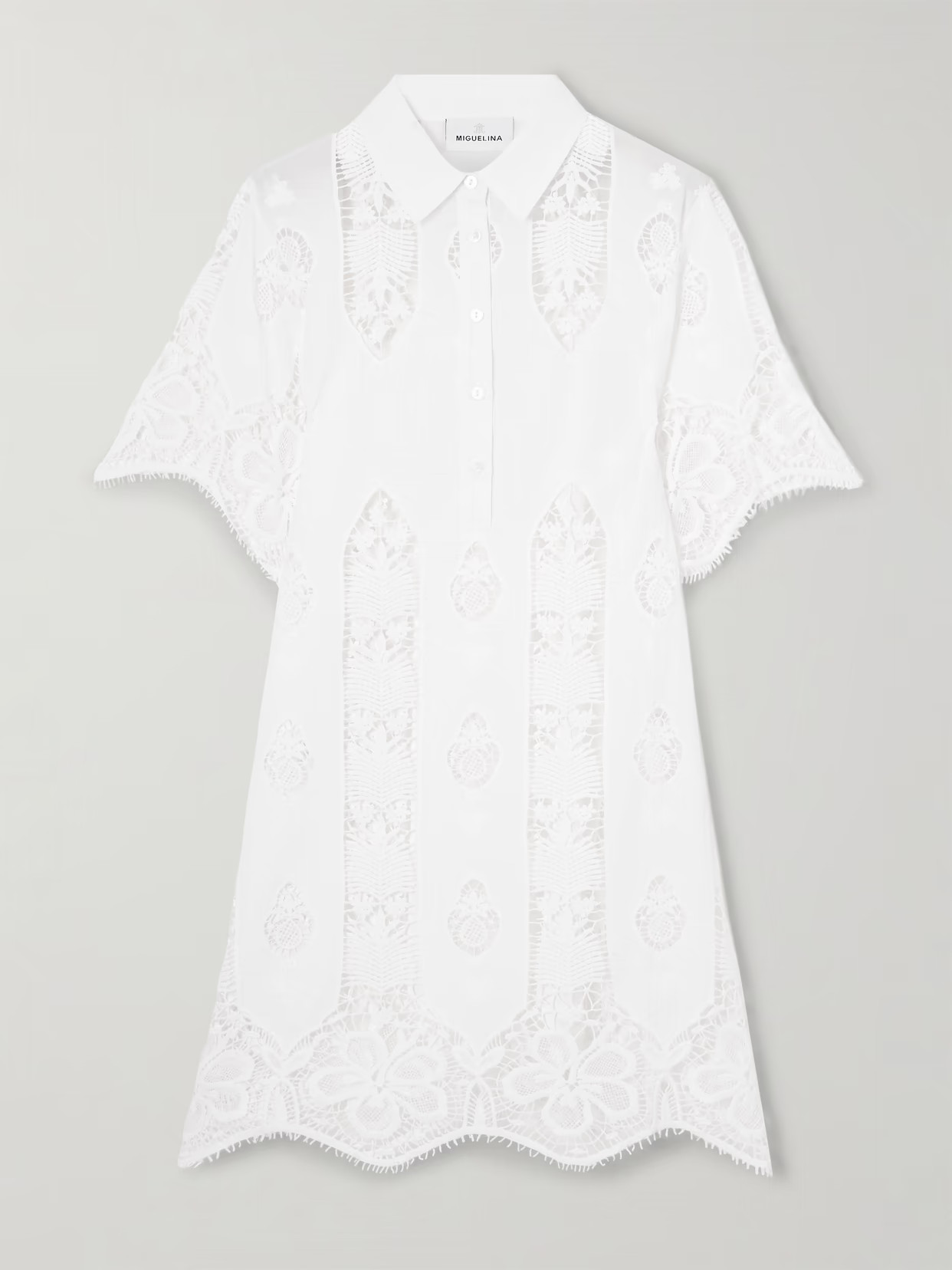 Miguelina - Elle Lace And Embroidered Cotton-voile Mini Dress - White | NET-A-PORTER (US)