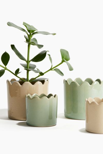 Crackle-glaze Plant Pot - Light green - Home All | H&M US | H&M (US + CA)