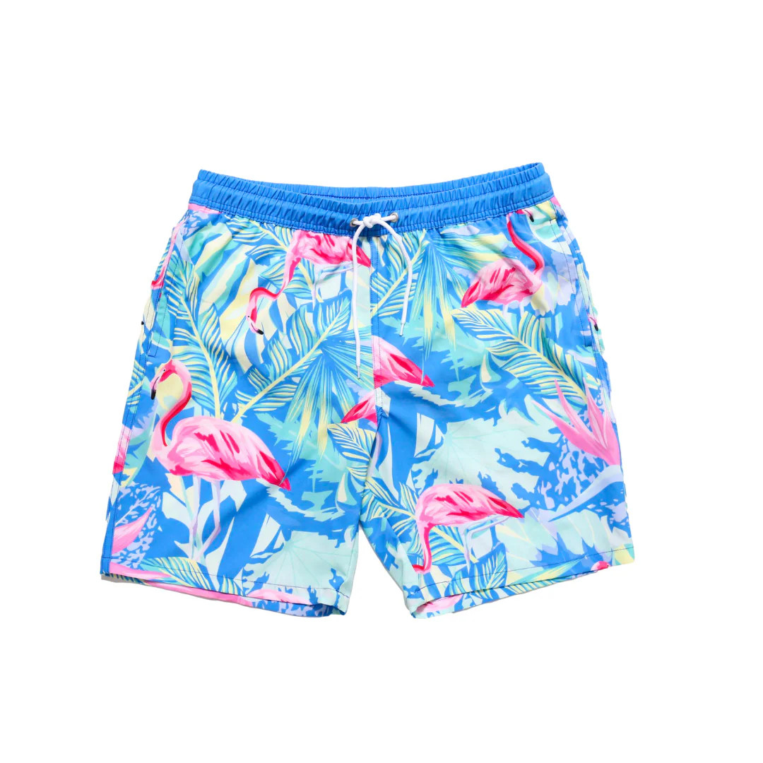 Indigo Flamingo Trunks MENS | Blueberry Bay Swimwear